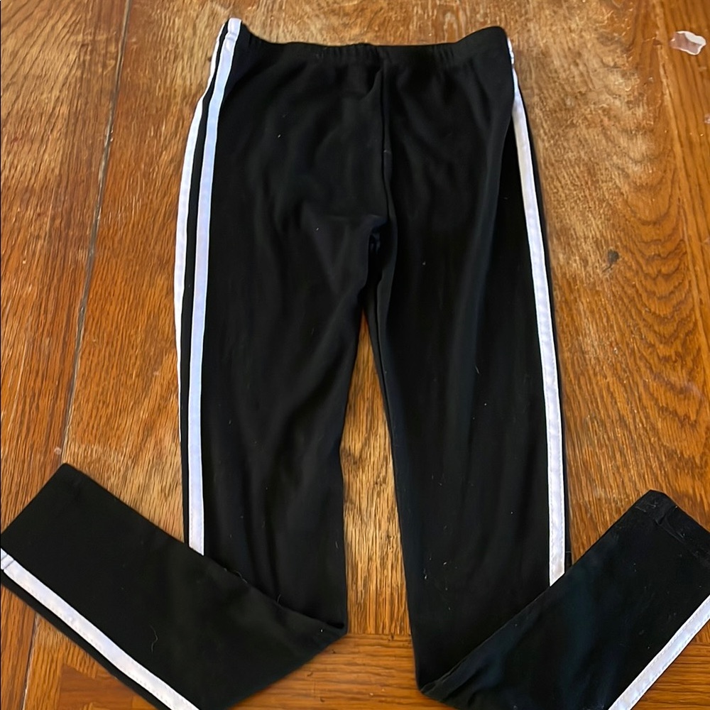 Black Kids Leggings with White Stripes